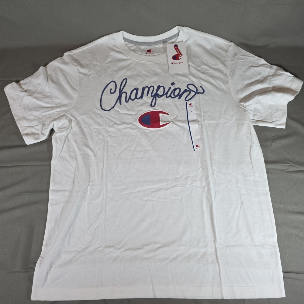 Champion Fashion Champion Graphic Logo Print Men's T-Shirt White Size L NWT
